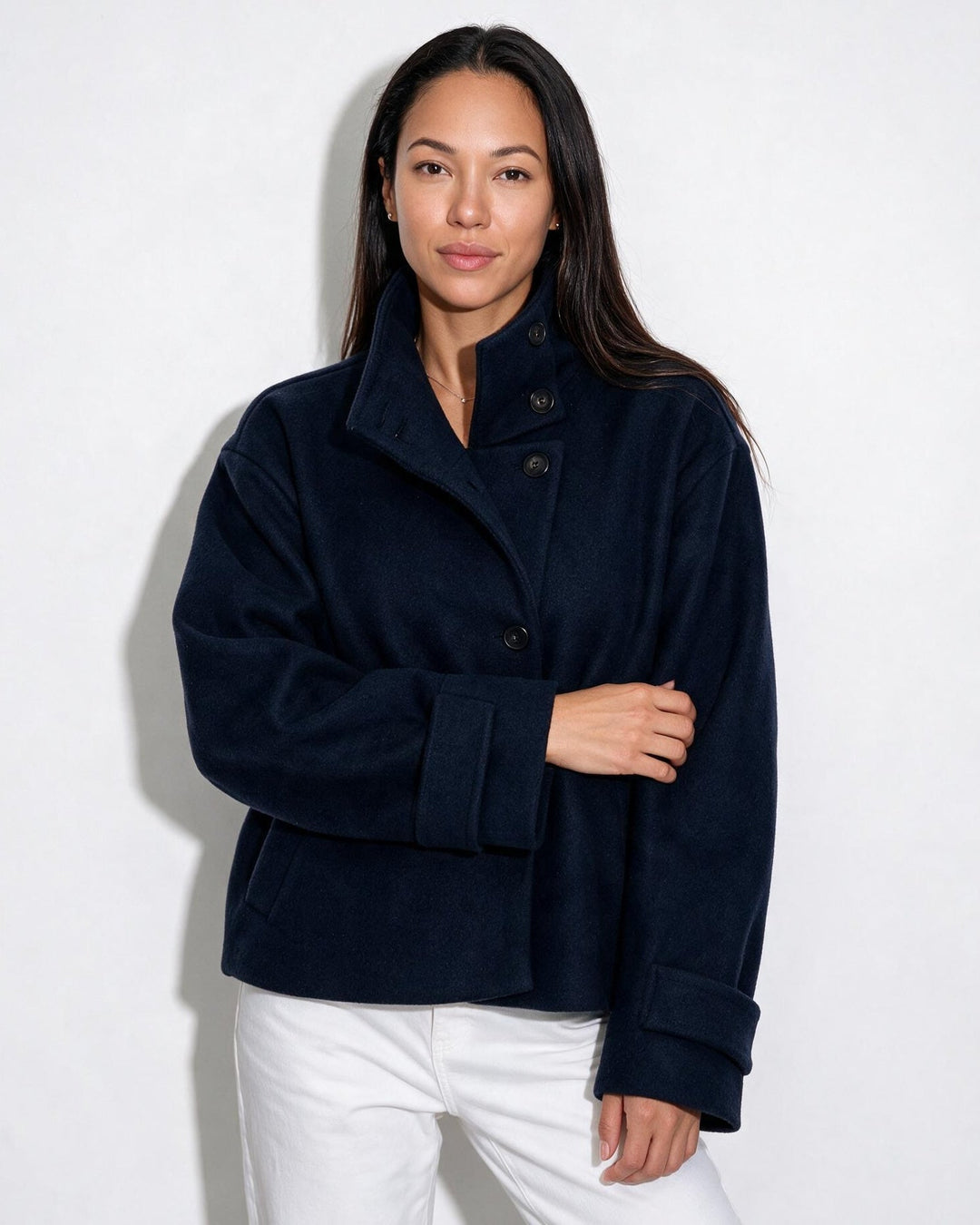 Asher High Neck Button Jacket