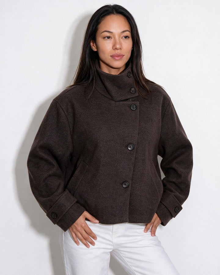Asher High Neck Button Jacket