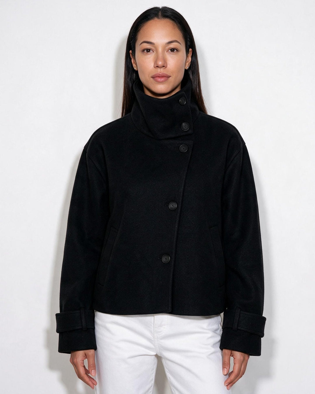 Asher High Neck Button Jacket