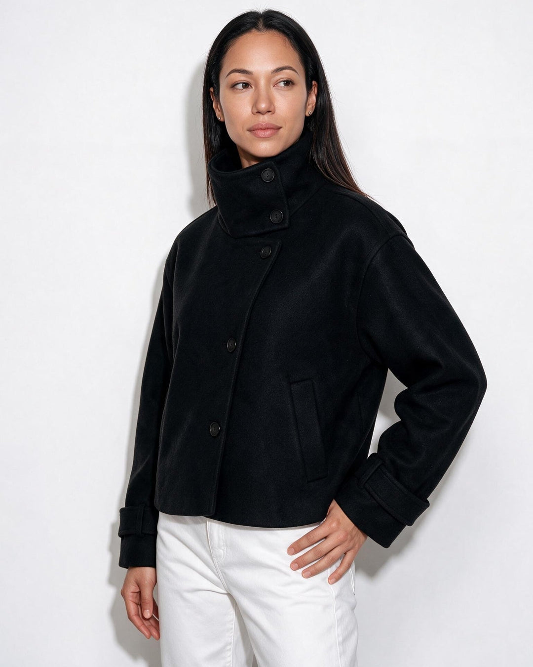 Asher High Neck Button Jacket