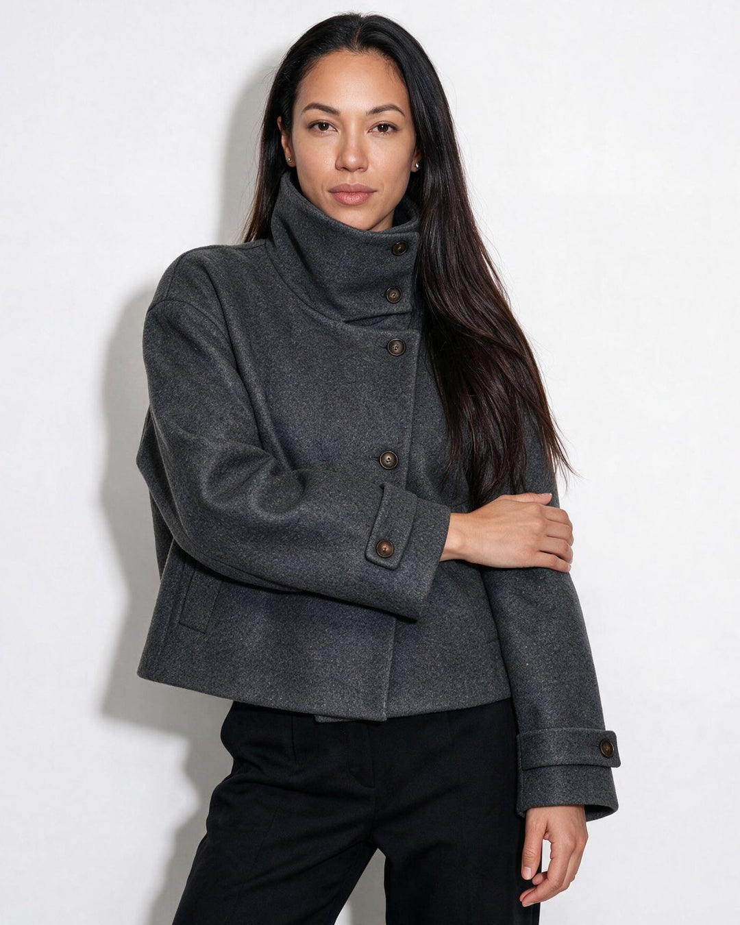 Asher High Neck Button Jacket