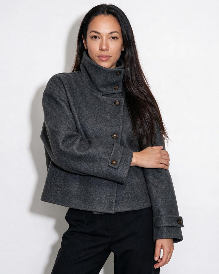 Asher High Neck Button Jacket