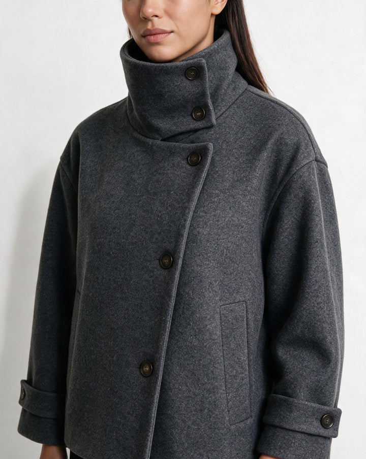 Asher High Neck Button Jacket