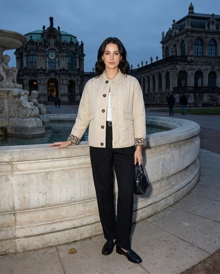 Liviana Quilted Contrast Cuff Jacket