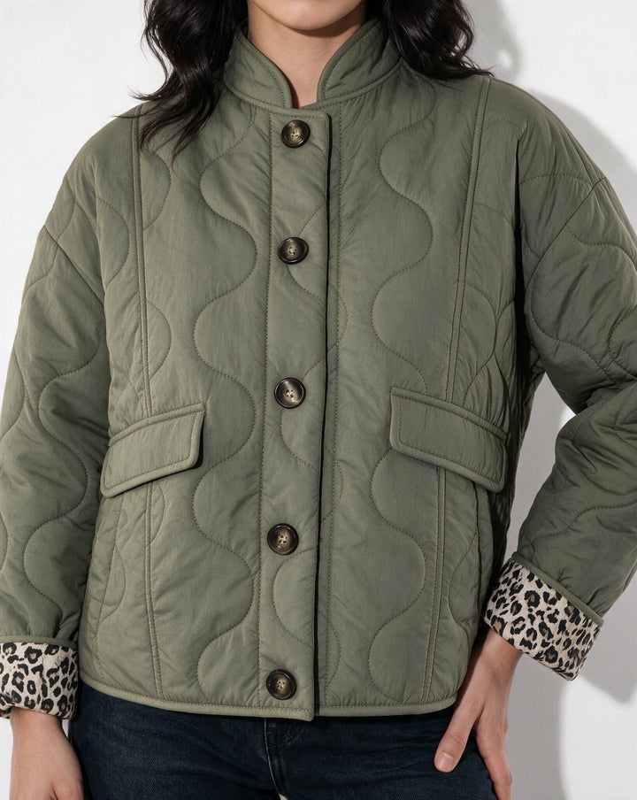 Liviana Quilted Contrast Cuff Jacket