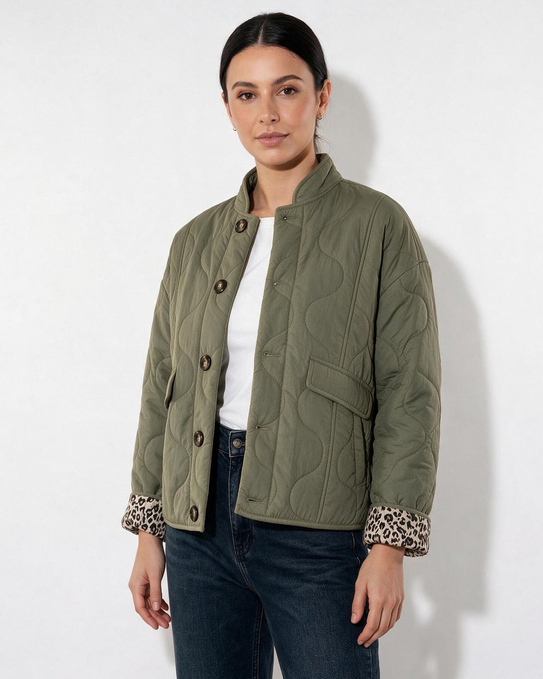 Liviana Quilted Contrast Cuff Jacket