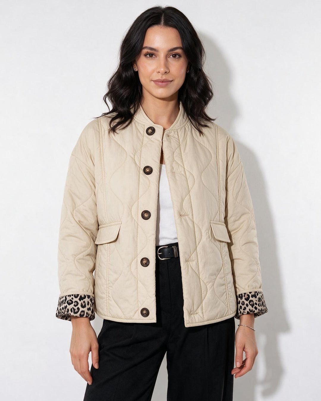 Liviana Quilted Contrast Cuff Jacket