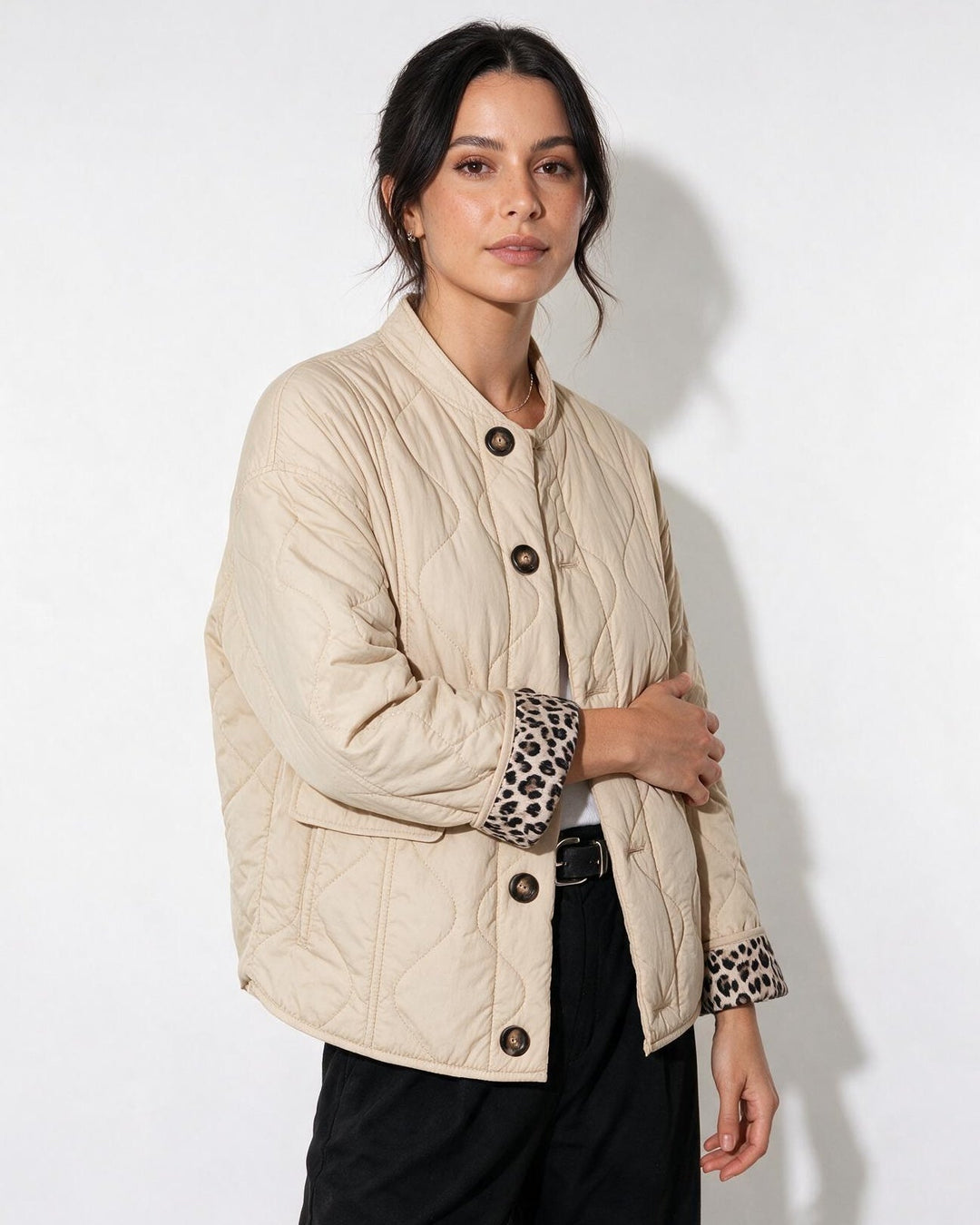 Liviana Quilted Contrast Cuff Jacket