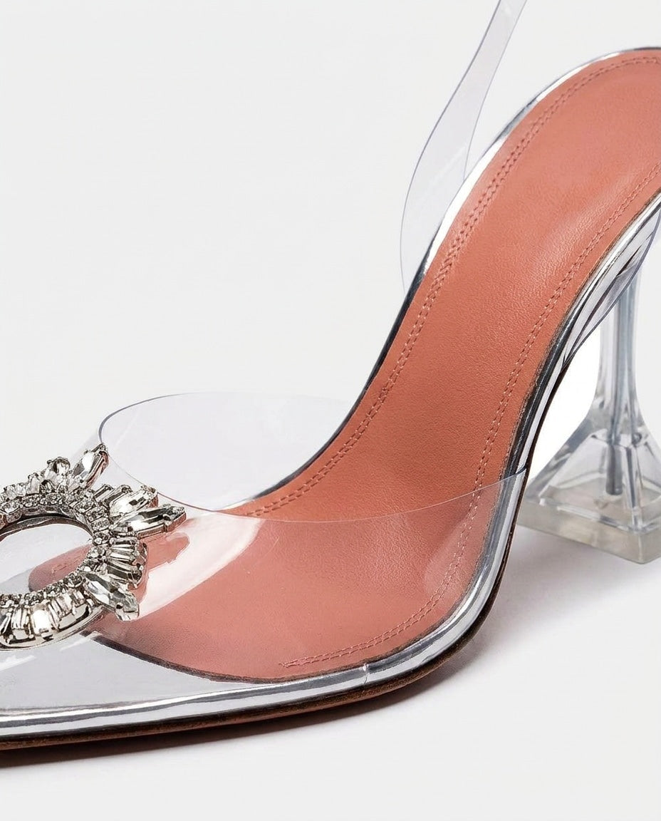 Maelys Crystal Clear Slingback Heels