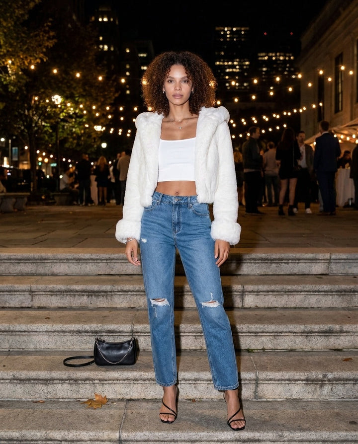 Cecelia Plush Hooded Cropped Jacket