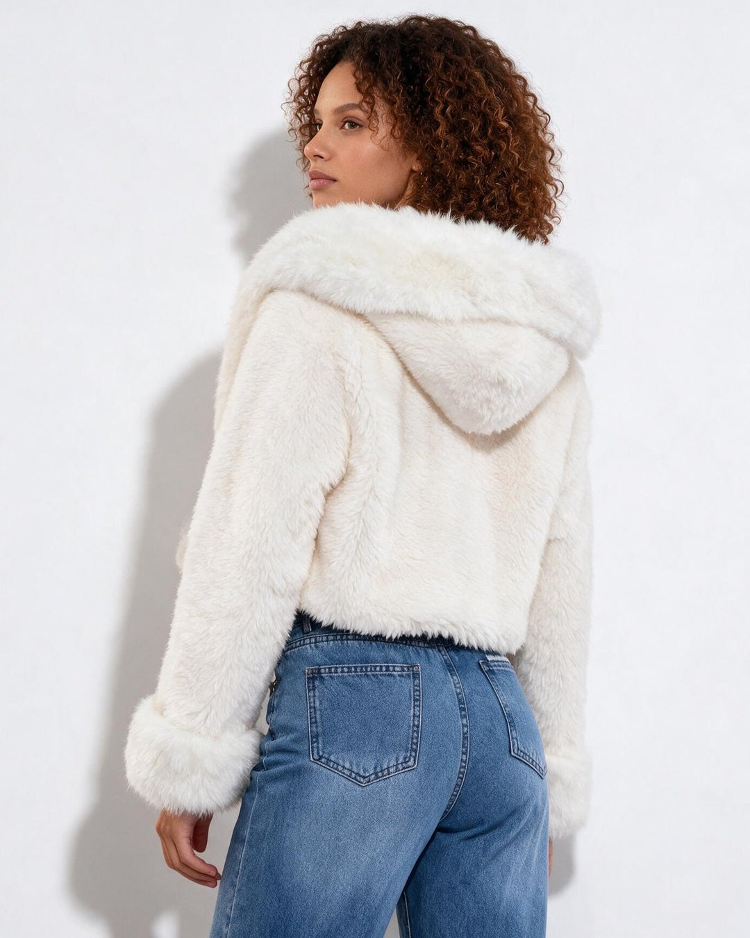 Cecelia Plush Hooded Cropped Jacket
