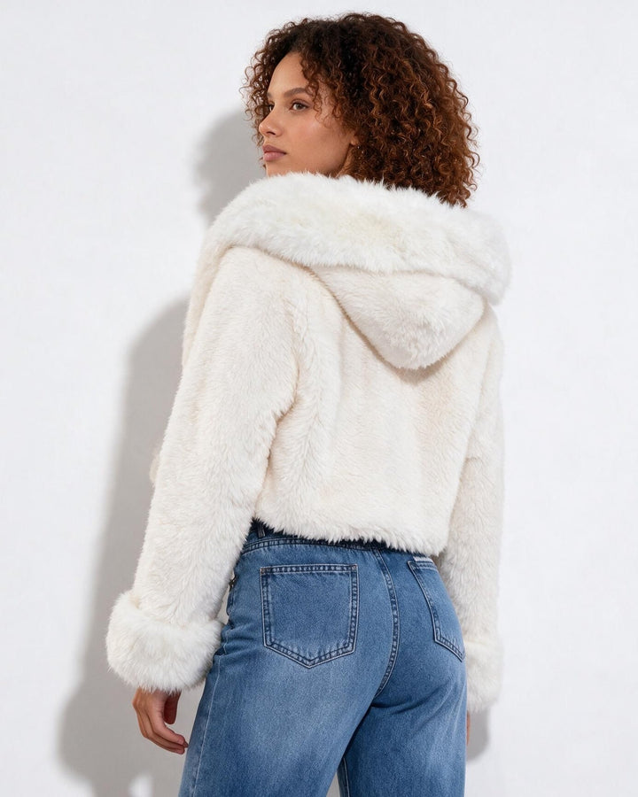 Cecelia Plush Hooded Cropped Jacket