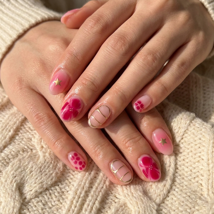 Pink Bloom Aura Press-On Nails
