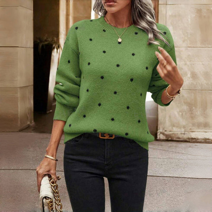 Inez Polka Dot Crew Neck Sweater