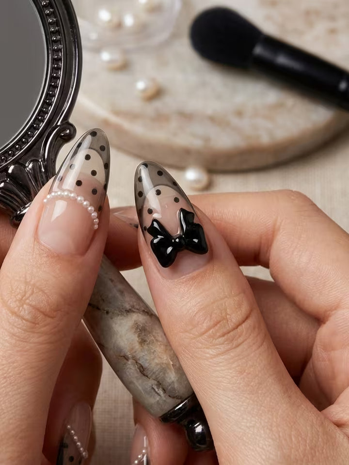 Midnight Bow Press-On Nails