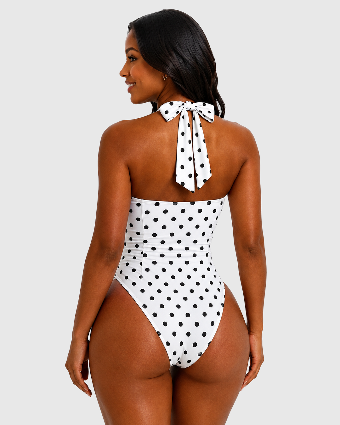 Nelly Polka Dot Halter One-Piece Swimsuit