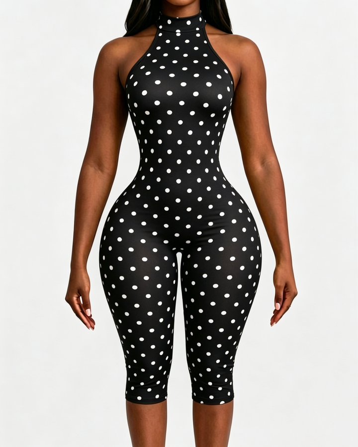 Etta Polka Dot Halter Capri Jumpsuit