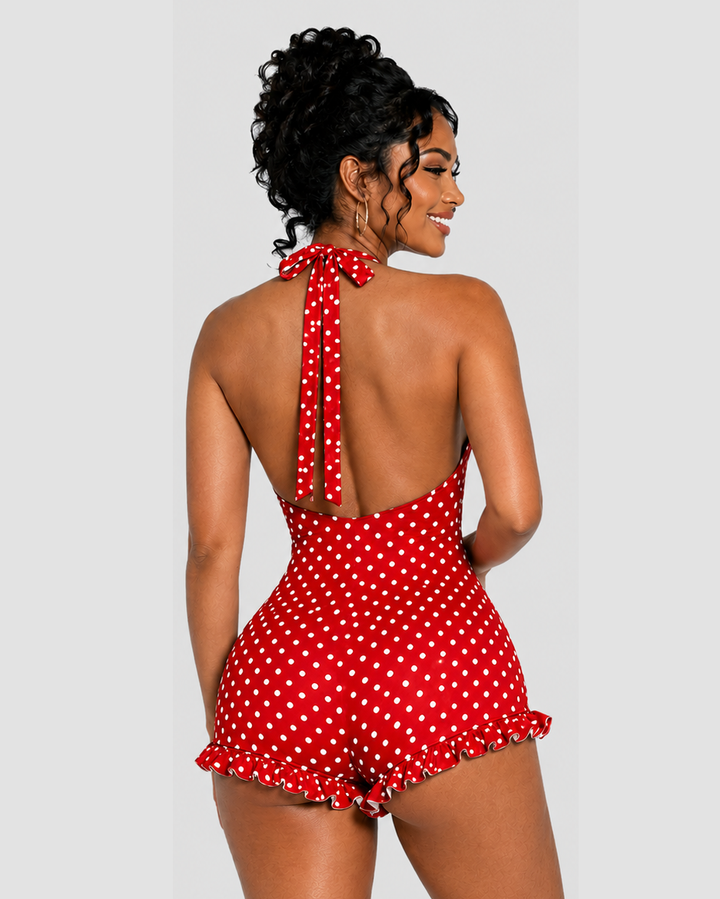 Ella Polka Dot Halter Swim Dress
