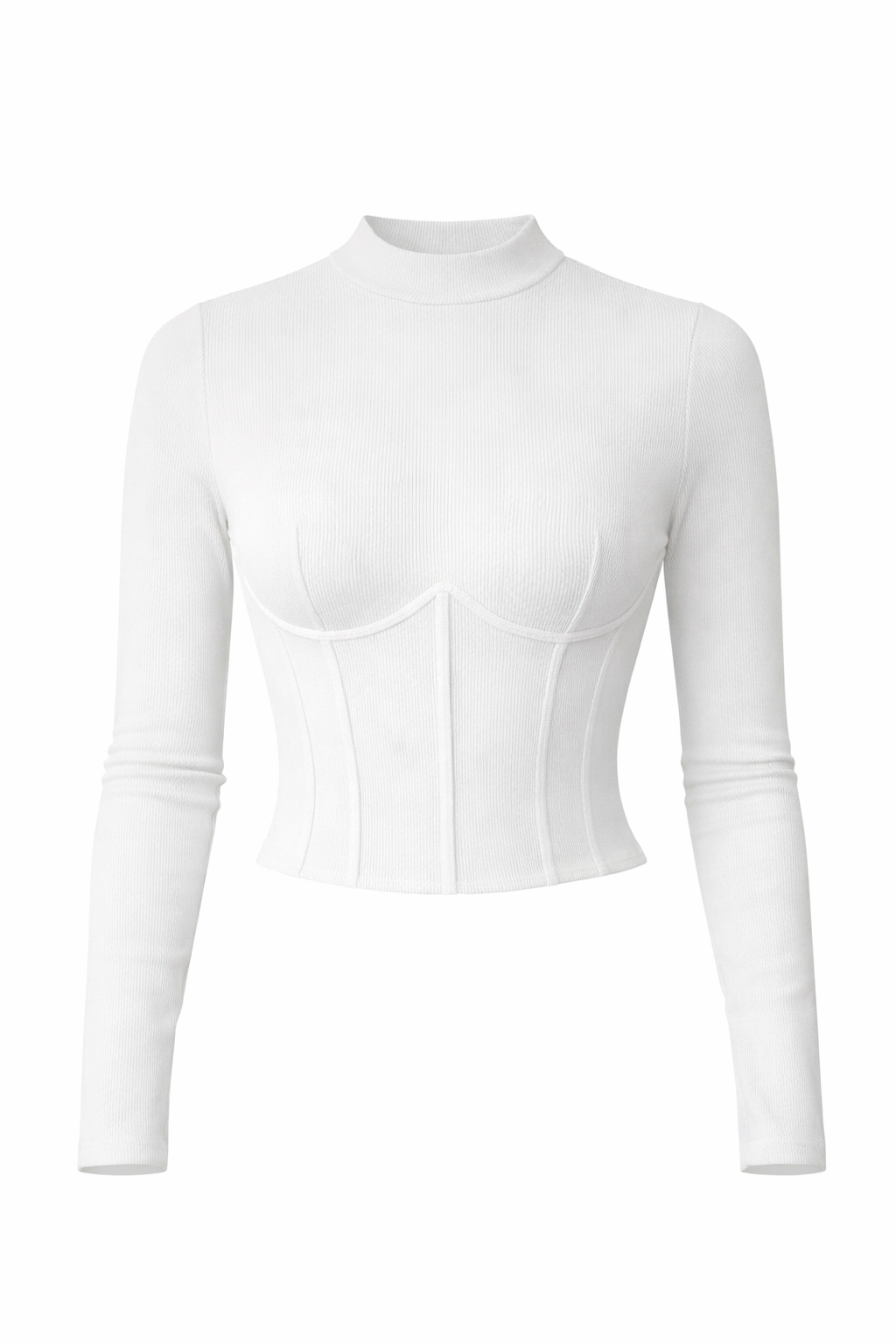 Slim Mock Neck Ribbed Tee