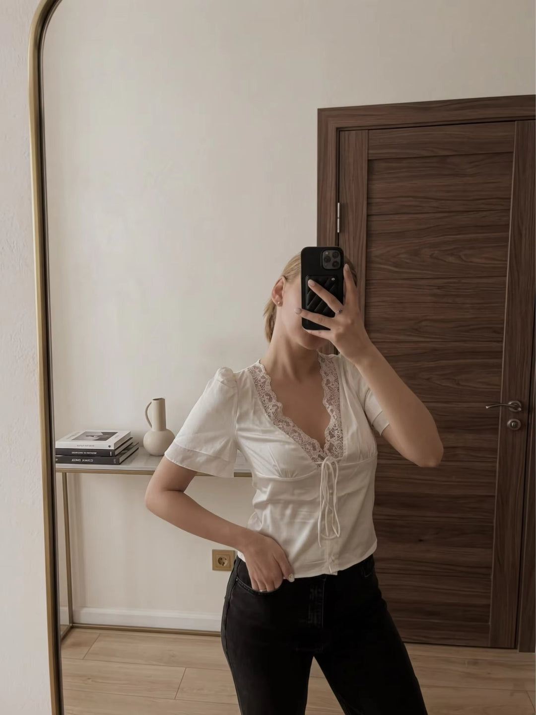 Nathalie Satin Lace Blouse