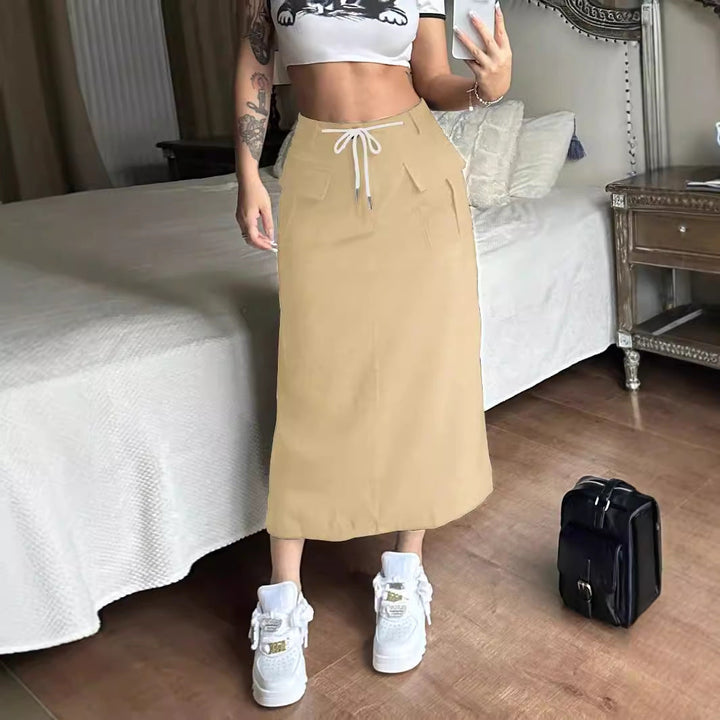 Amalyn Contour Drawstring Split Maxi Skirt