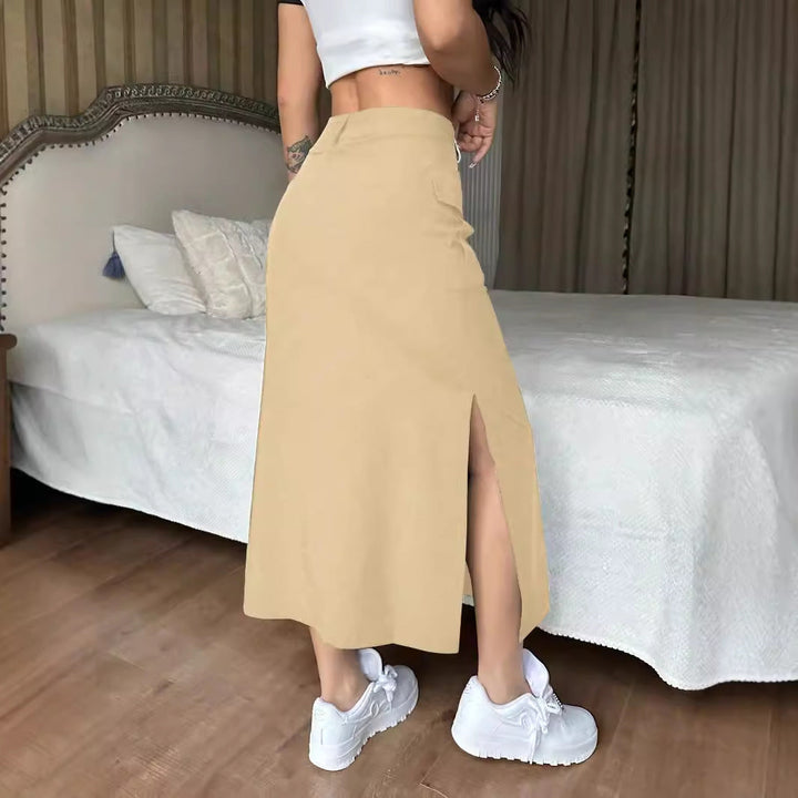Amalyn Contour Drawstring Split Maxi Skirt