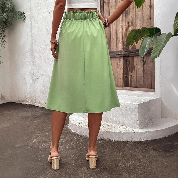 Abbria Button Front Pocket Midi Skirt