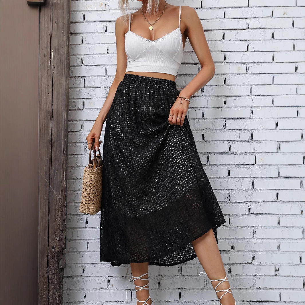 Abena Textured A-Line Midi Skirt