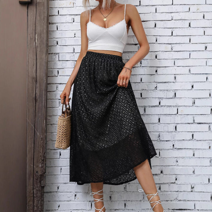 Abena Textured A-Line Midi Skirt