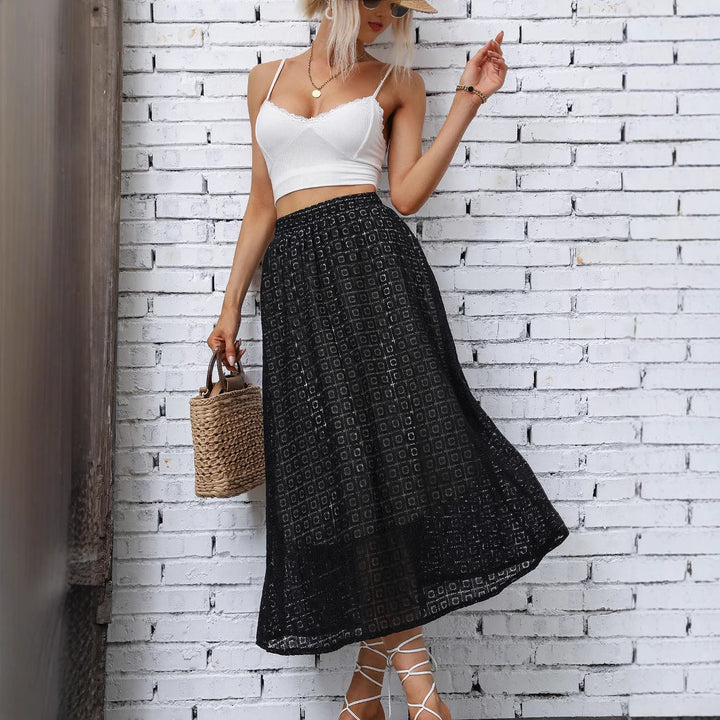 Abena Textured A-Line Midi Skirt