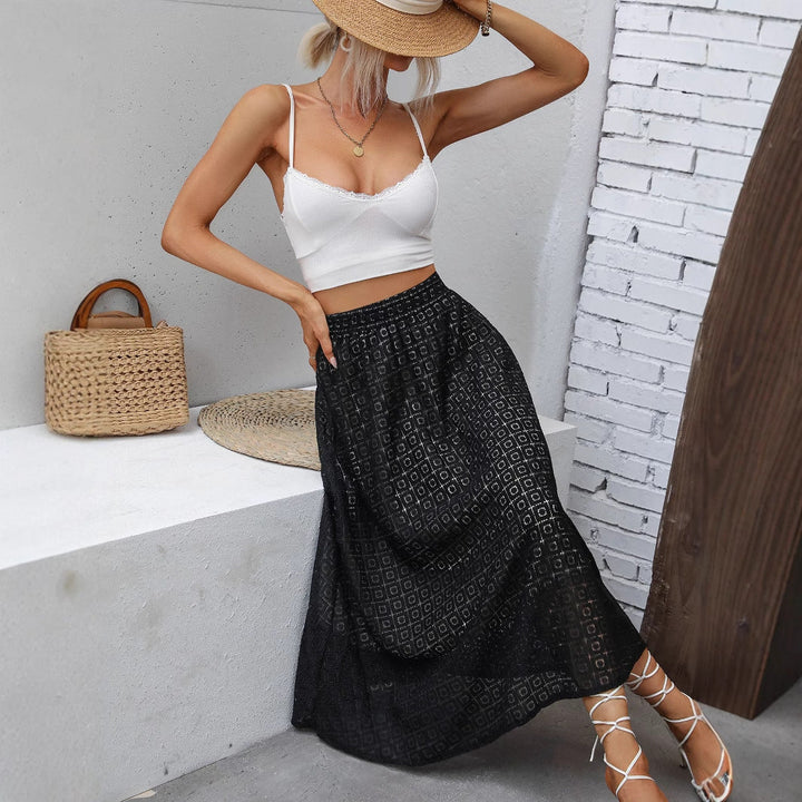 Abena Textured A-Line Midi Skirt