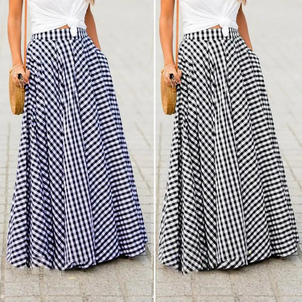 Abie Gingham A-Line Maxi Skirt