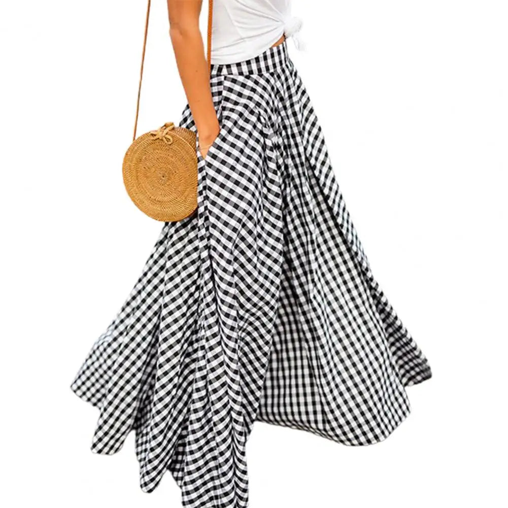 Abie Gingham A-Line Maxi Skirt