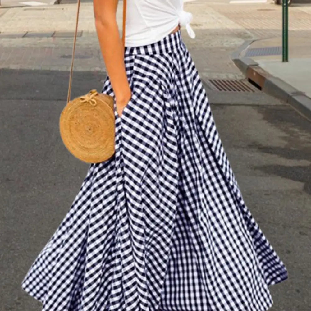 Abie Gingham A-Line Maxi Skirt
