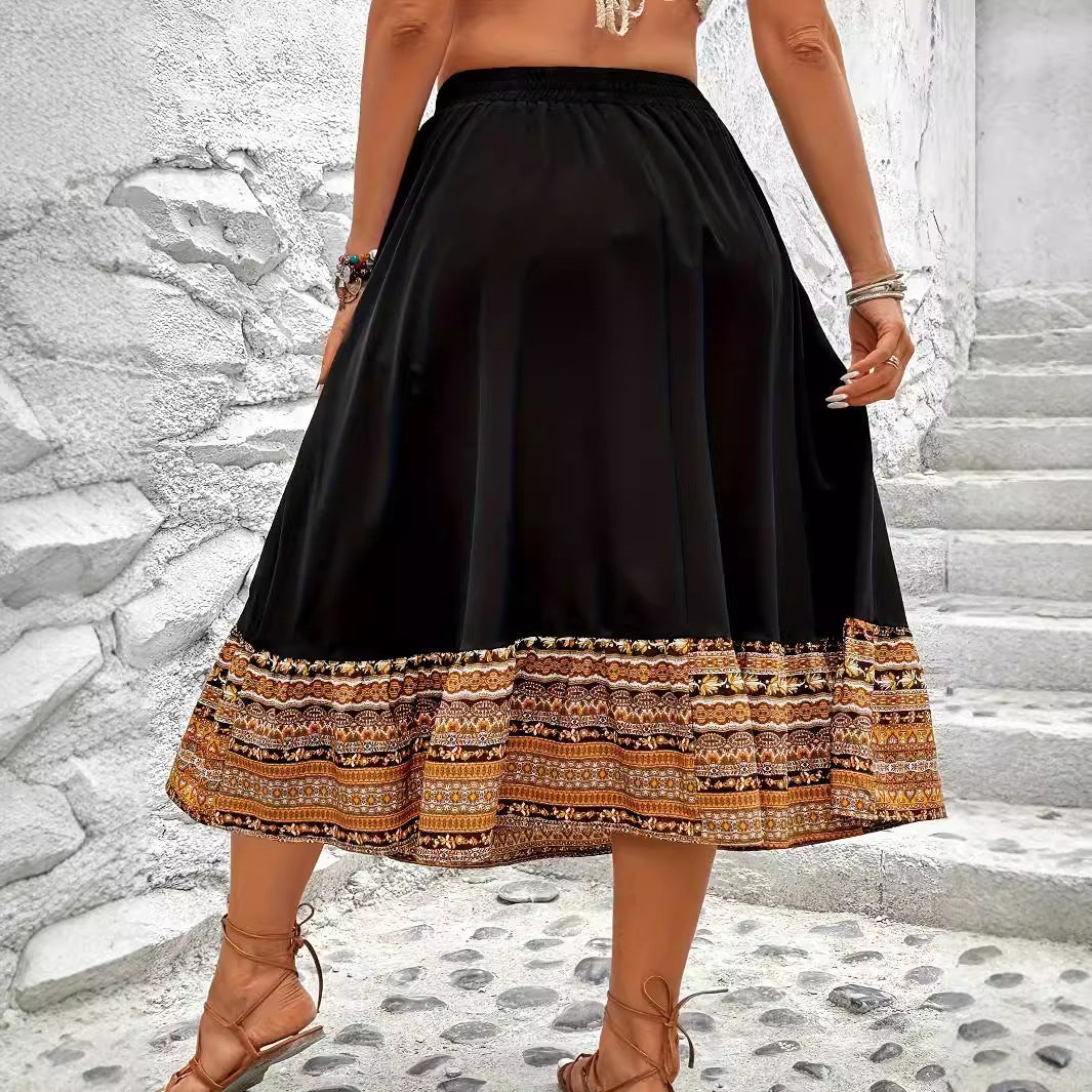 Abetta Bohemian Border Print Maxi Skirt
