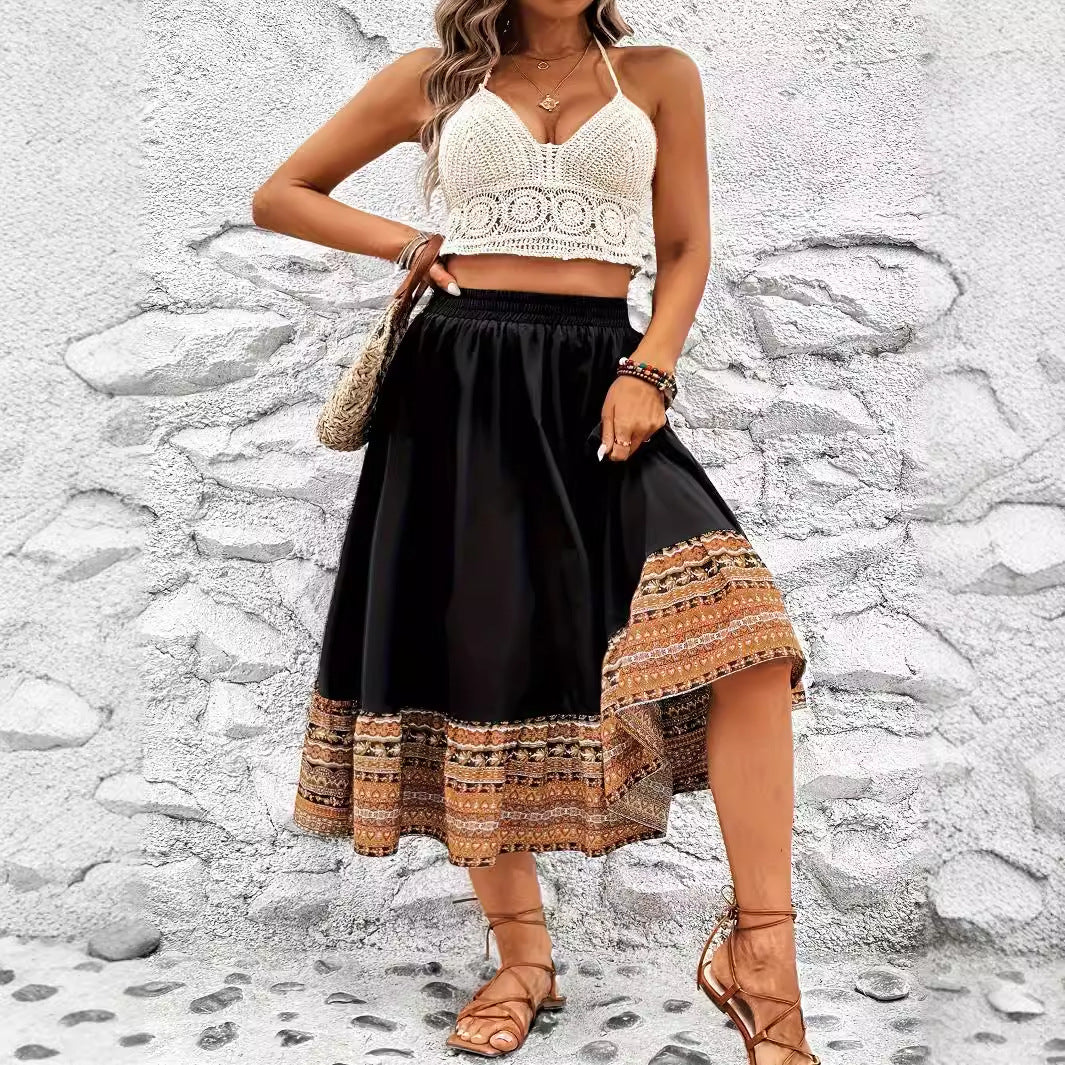 Abetta Bohemian Border Print Maxi Skirt