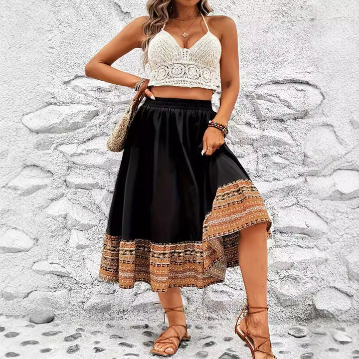Abetta Bohemian Border Print Maxi Skirt