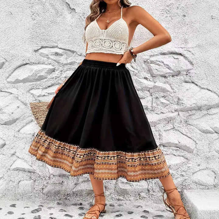 Abetta Bohemian Border Print Maxi Skirt