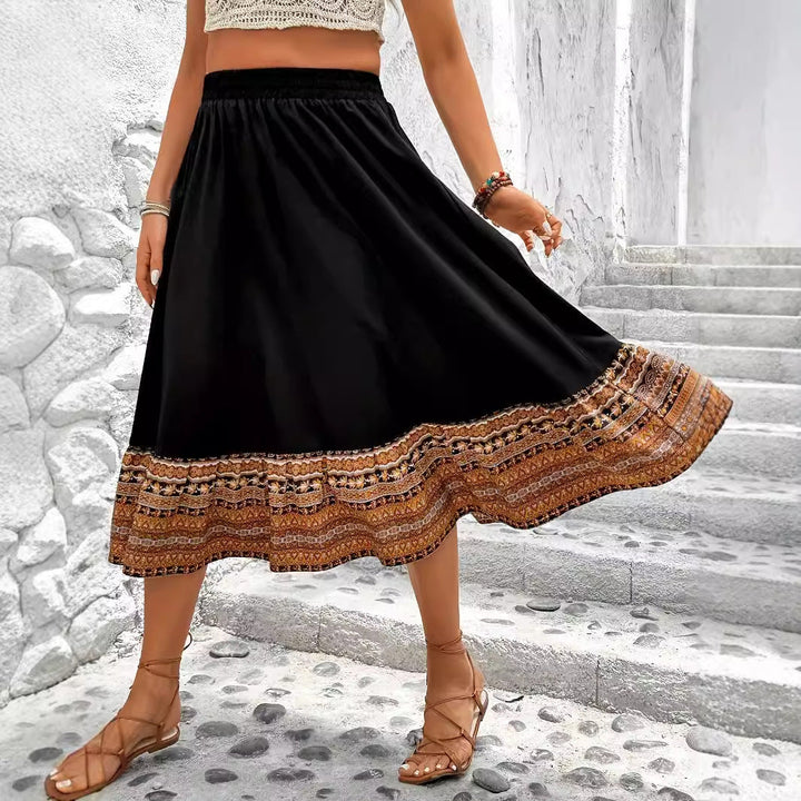 Abetta Bohemian Border Print Maxi Skirt