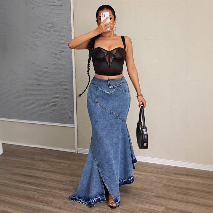 Abanna Asymmetric Waist Maxi Skirt