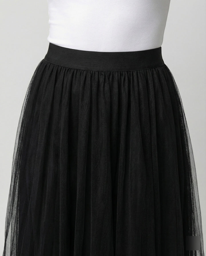 Abiana Pleated Tulle Midi Skirt