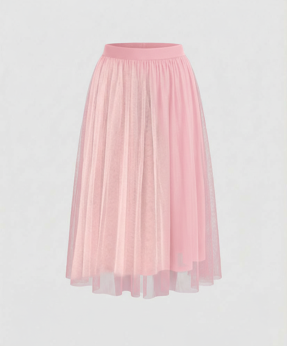 Abiana Pleated Tulle Midi Skirt