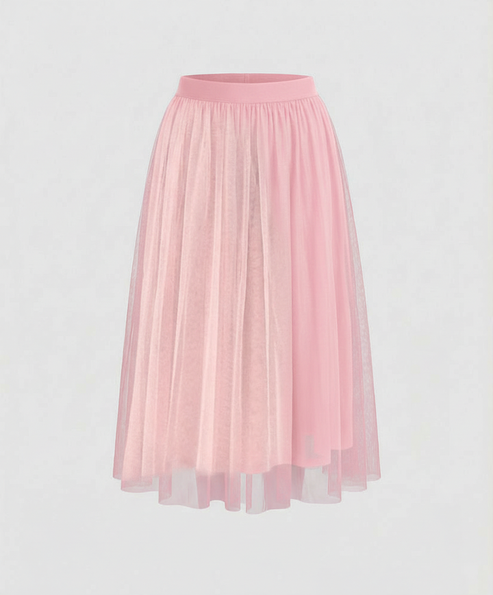 Abiana Pleated Tulle Midi Skirt