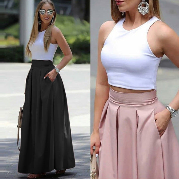 Ablynn Pleated A-Line Maxi Skirt