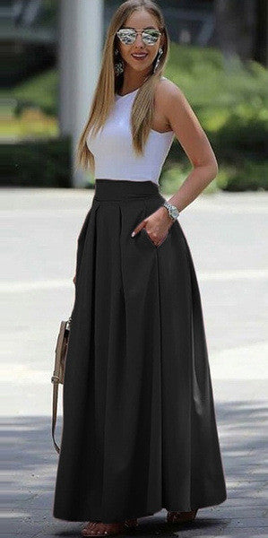 Ablynn Pleated A-Line Maxi Skirt