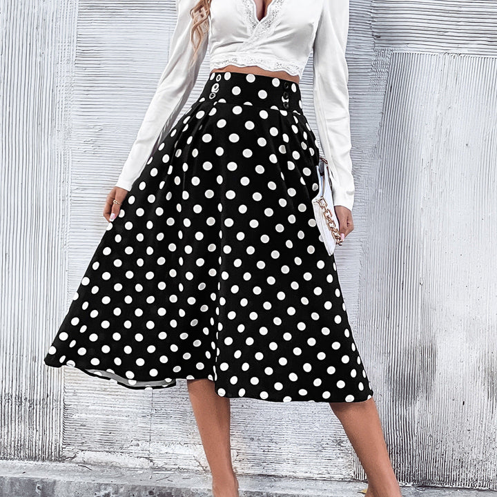 Abissa Polka Dot A-Line Midi Skirt