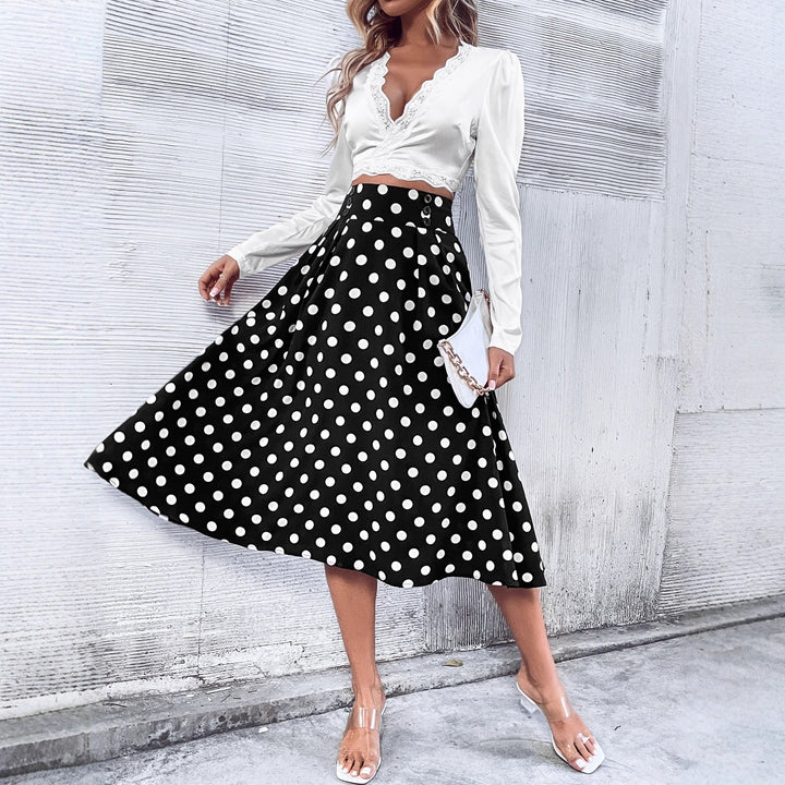 Abissa Polka Dot A-Line Midi Skirt