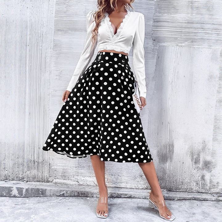 Abissa Polka Dot A-Line Midi Skirt