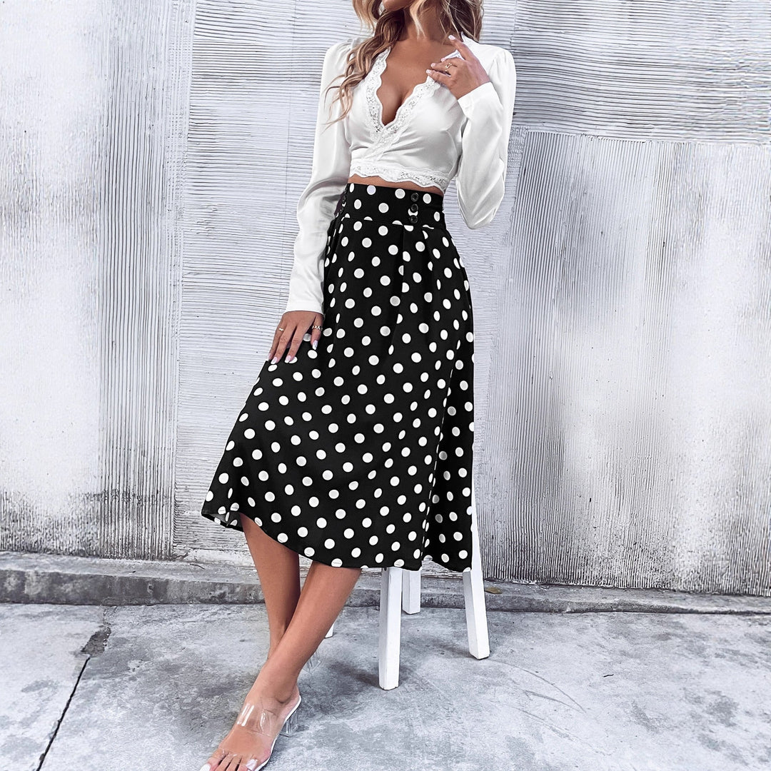 Abissa Polka Dot A-Line Midi Skirt