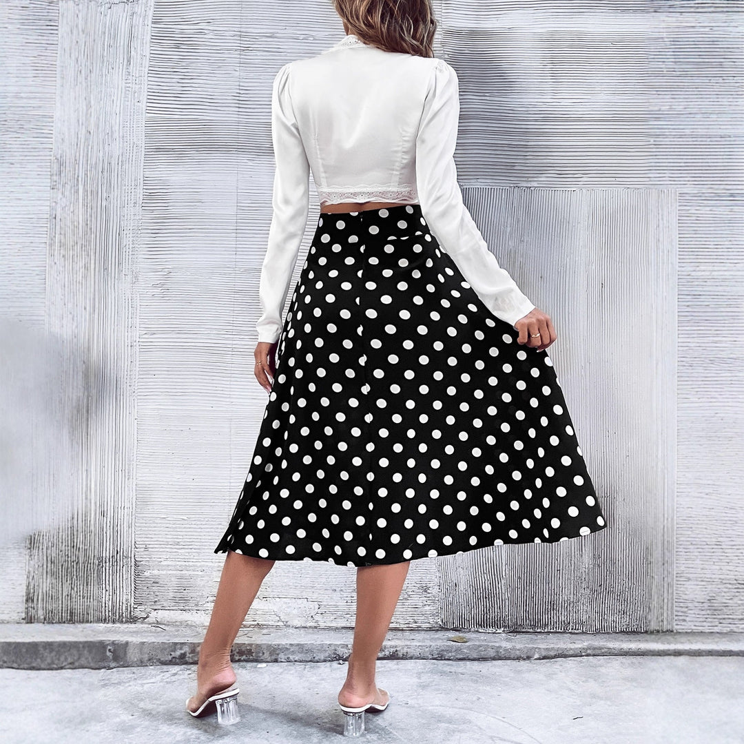 Abissa Polka Dot A-Line Midi Skirt